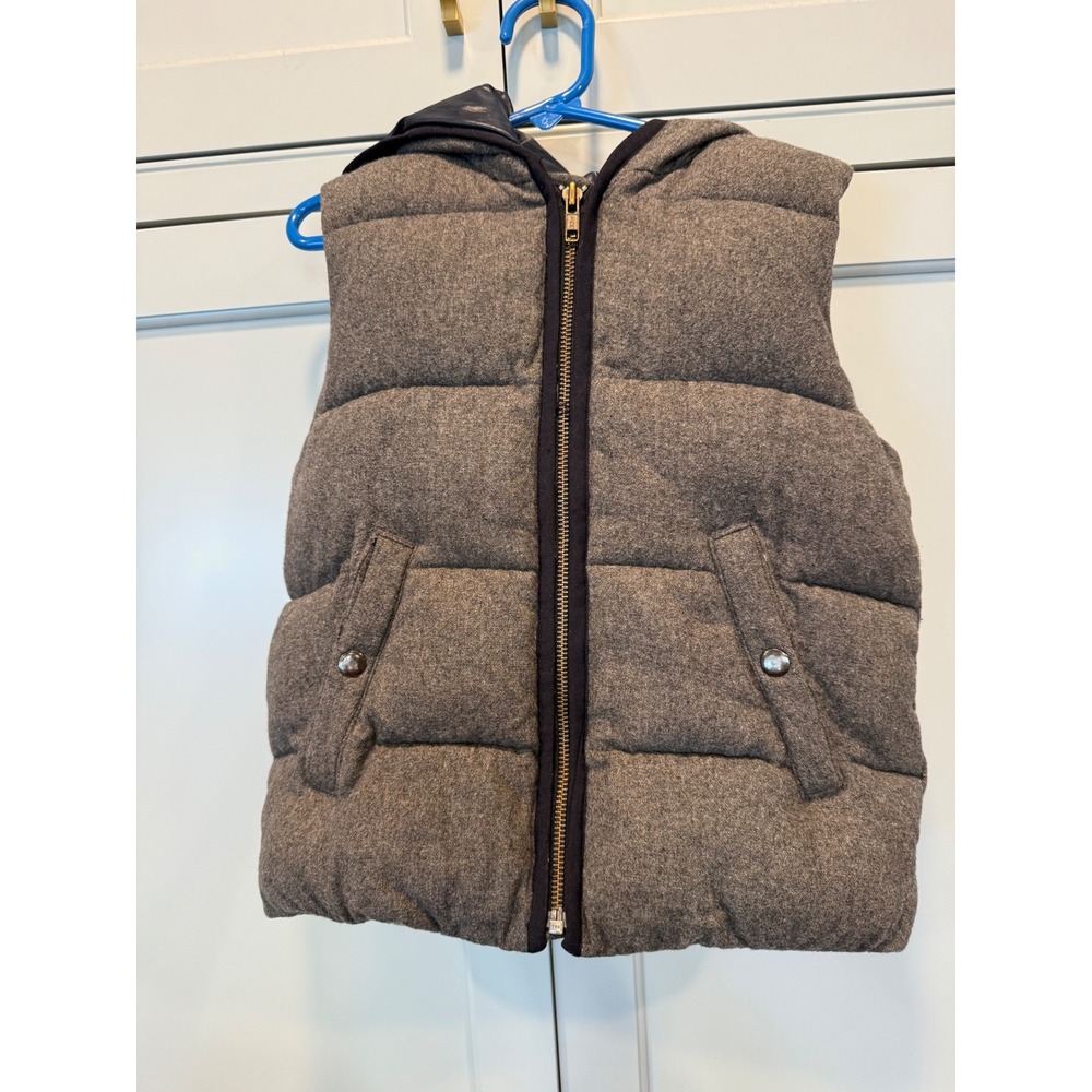 Gap Kids Puffer Vest Hooded Wool Blend Grey Zip Up‎ Toddler Size 4 5